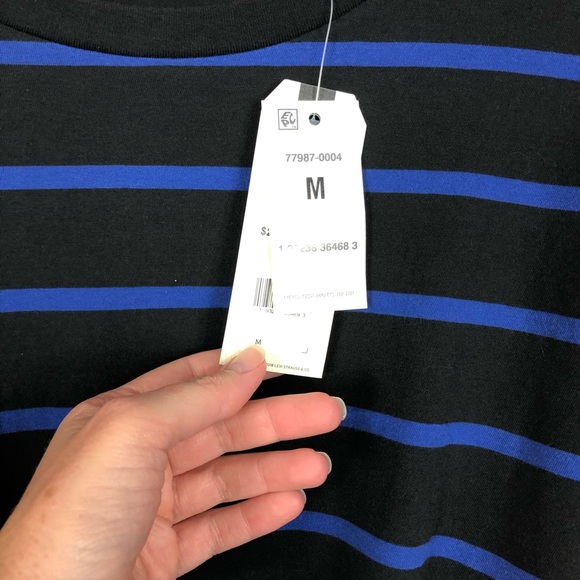 Levi’s Black & Blue Striped Tie Front Top Size M - Picture 6 of 8